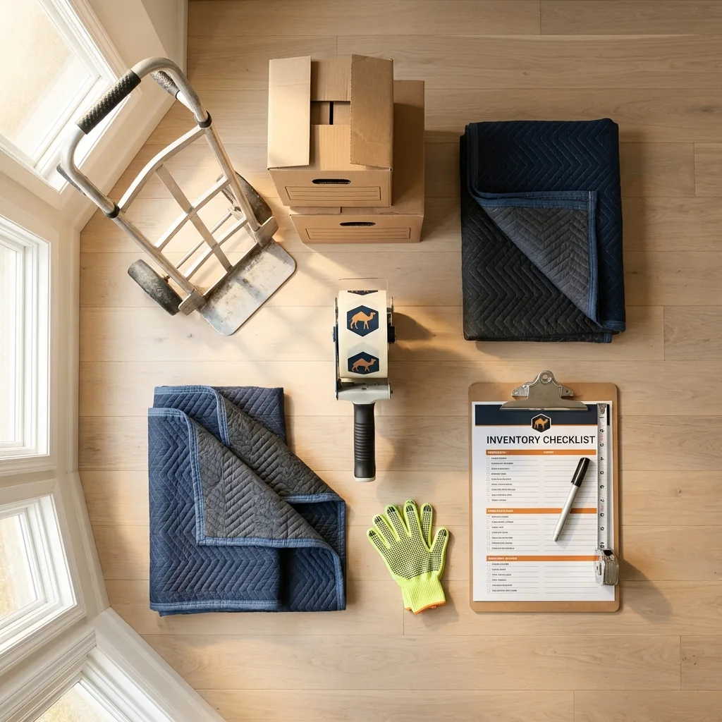 Professional moving supplies and packing materials layout for Valley Center residential relocations